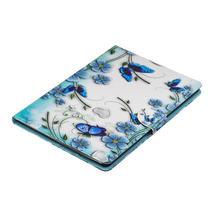 Porta Tablet In Pelle Con Stampa Motivo A Portafoglio Per Huawei Mediapad T3 10 - Fiori Blu-6