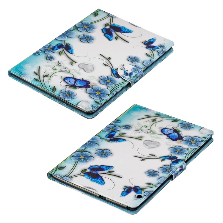 Porta Tablet In Pelle Con Stampa Motivo A Portafoglio Per Huawei Mediapad T3 10 - Fiori Blu-8