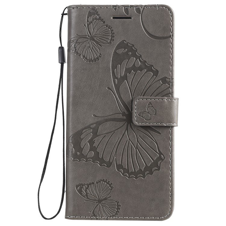 Imprint Butterfly Leather Wallet Case for Huawei P20 lite (2019) / nova 5i - Grey-3