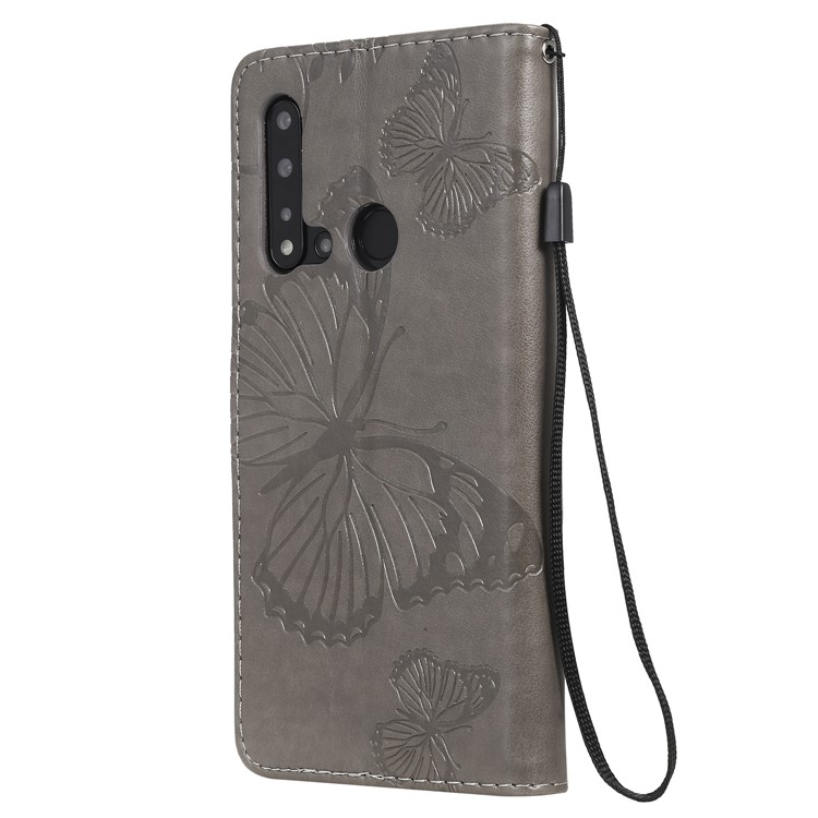 Imprint Butterfly Leather Wallet Case for Huawei P20 lite (2019) / nova 5i - Grey-5