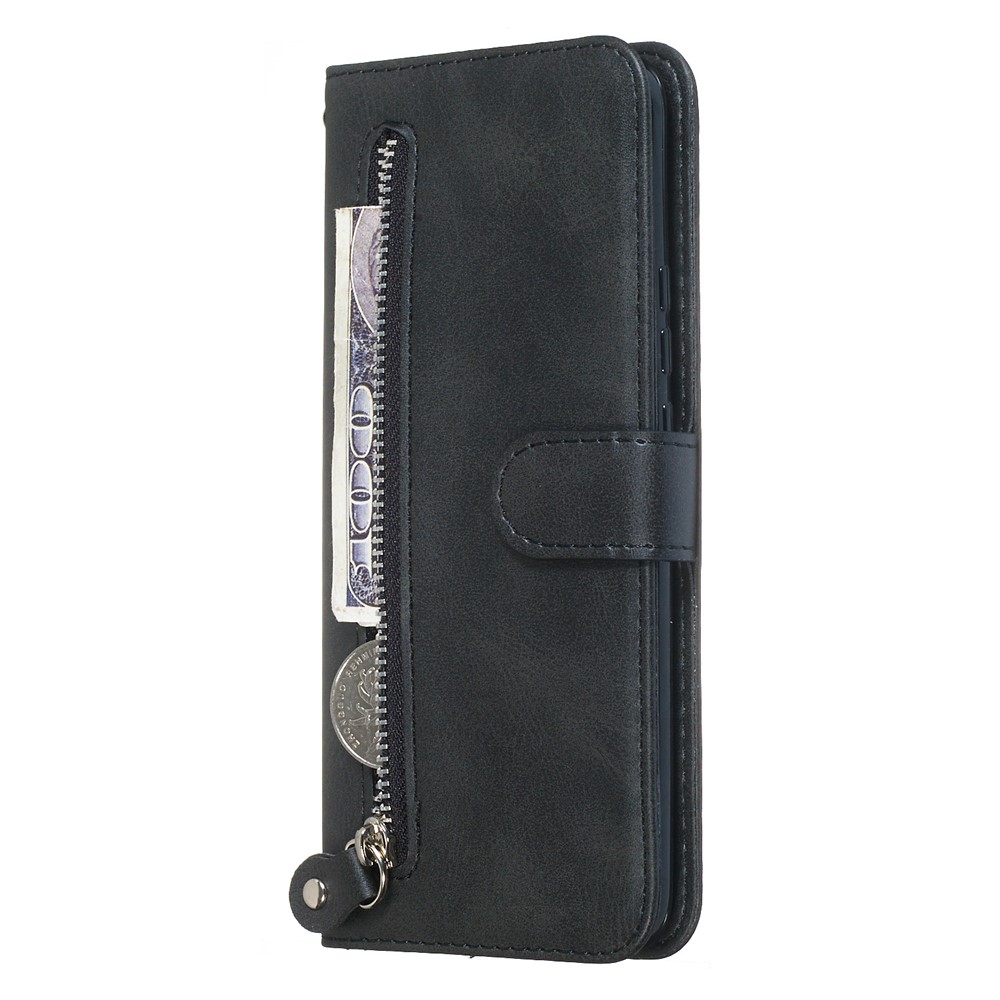 Zipper Pocket Flip Leather Wallet Case for Huawei P Smart Z/Y9 Prime - Black-7