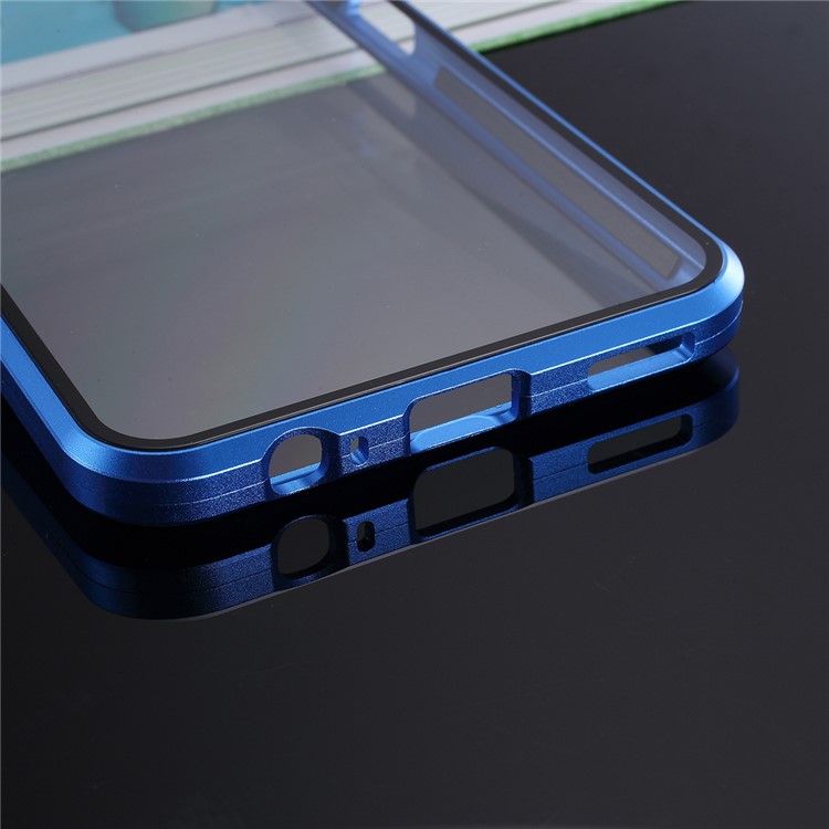 Magnetic Adsorption Metal + Tempered Glass Hybrid Case for Huawei Honor 9X - Blue-11