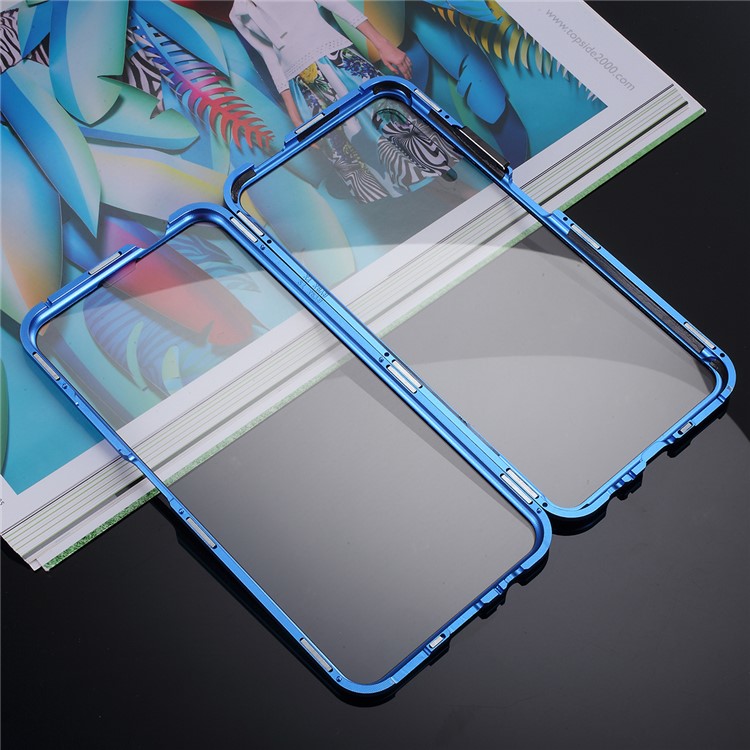 Magnetic Adsorption Metal + Tempered Glass Hybrid Case for Huawei Honor 9X - Blue-14