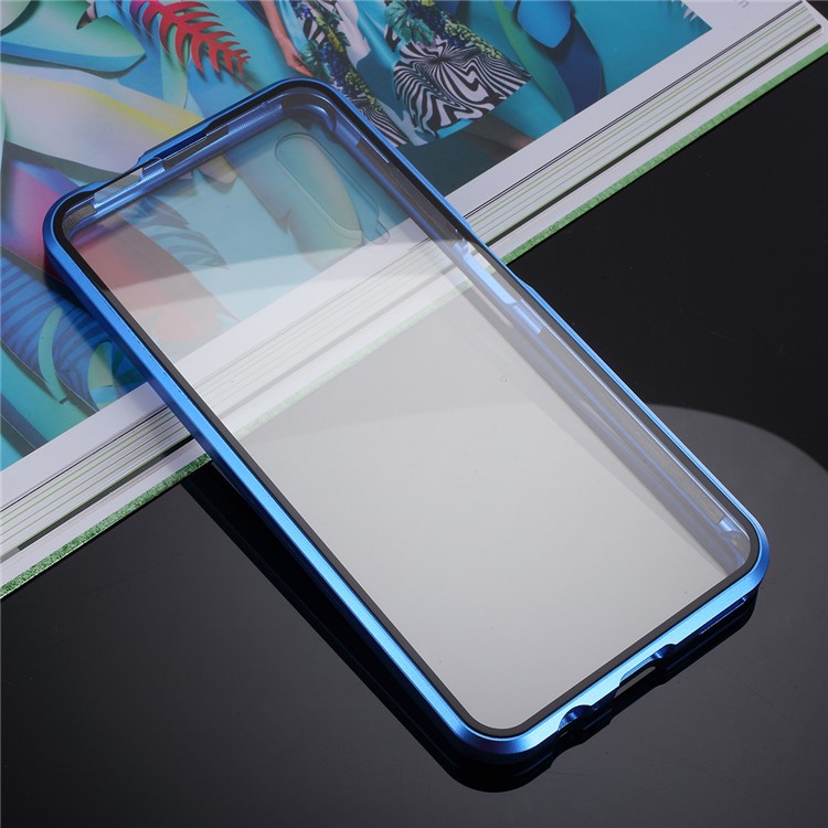 Magnetic Adsorption Metal + Tempered Glass Hybrid Case for Huawei Honor 9X - Blue-9