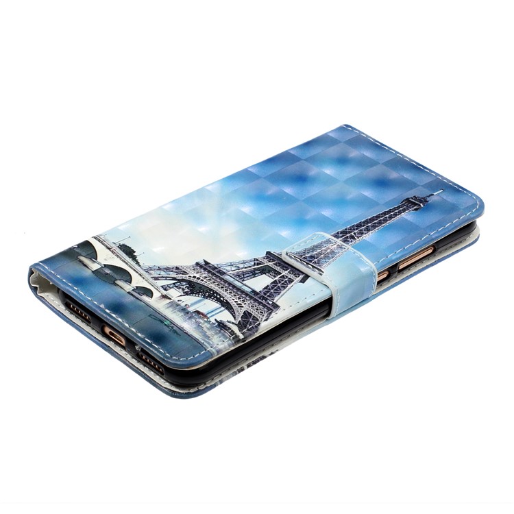 Pattern Printing Light Spot Decor Wallet Flip Leather Protective Cover with Strap for Huawei Y7 (2019) - Eiffel Towel-4