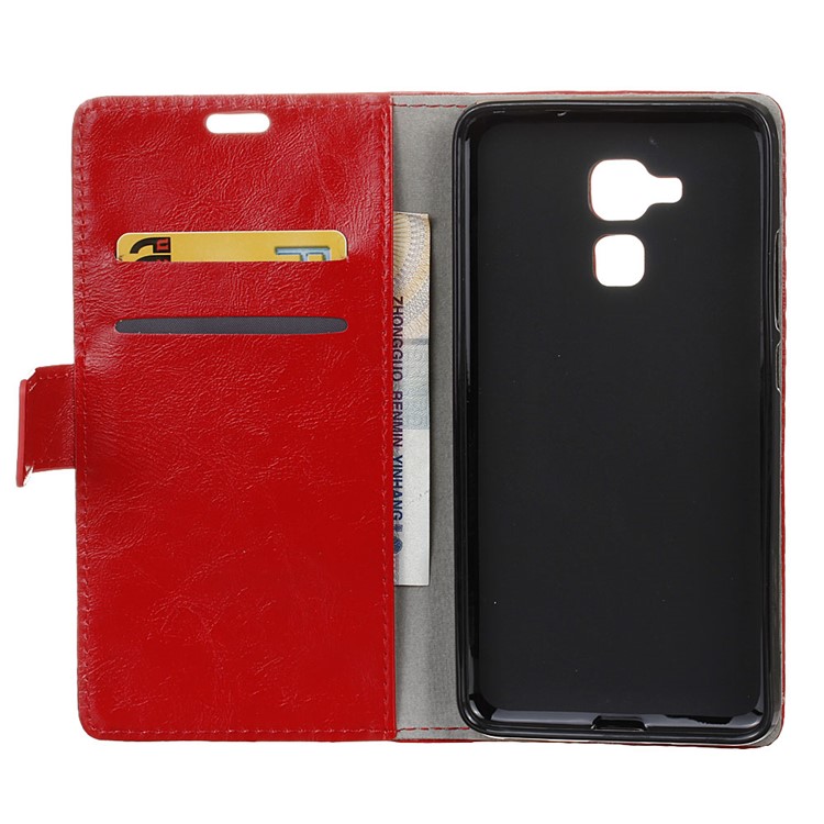 Crazy Horse Leather Wallet Case Cover for Huawei Honor 5c / GT3 - Red-3