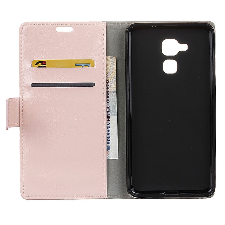 Crazy Horse Leather Wallet Cover Case for Huawei Honor 5c / GT3 - Pink-3