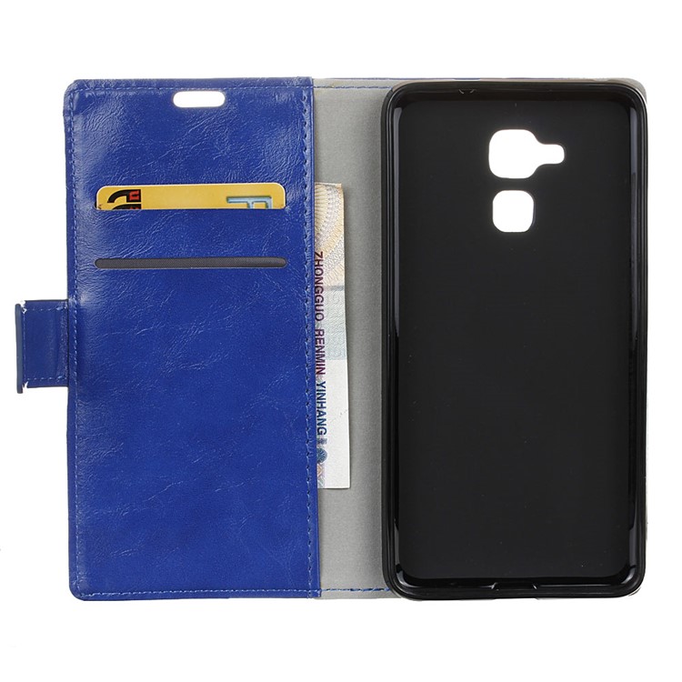 Crazy Horse Magnetic Leather Wallet Case for Huawei Honor 5c / GT3 - Blue-3