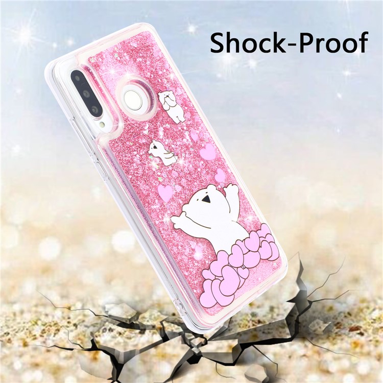 Embossed Quicksand TPU Phone Shell for Huawei P30 Lite / Nova 4e - Bear and Heart-3