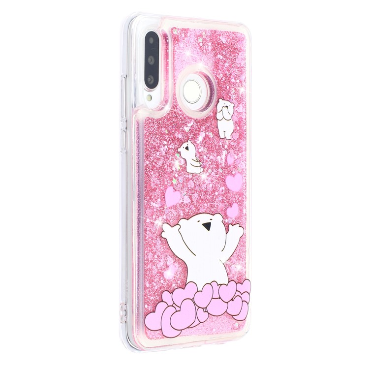 Embossed Quicksand TPU Phone Shell for Huawei P30 Lite / Nova 4e - Bear and Heart-4