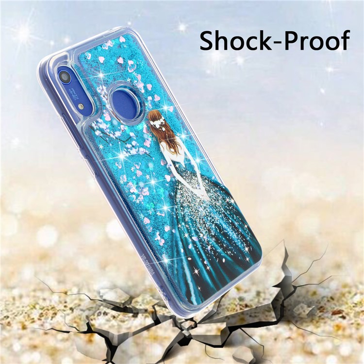 For Huawei Y6 (2019, with Fingerprint Sensor)/Y6 Prime (2019)/Honor 8A Embossed Printing Glitter Powder TPU Casing - Girl-3