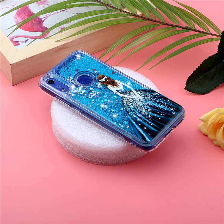 For Huawei Y6 (2019, with Fingerprint Sensor)/Y6 Prime (2019)/Honor 8A Embossed Printing Glitter Powder TPU Casing - Girl-7