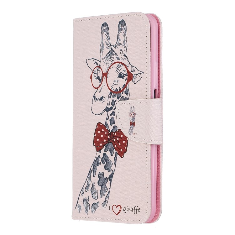 Printing Style Leather Wallet Phone Covering Case for Huawei Honor 9X / Honor 9X Pro - Adorable Giraffe Wearing Glasses-2