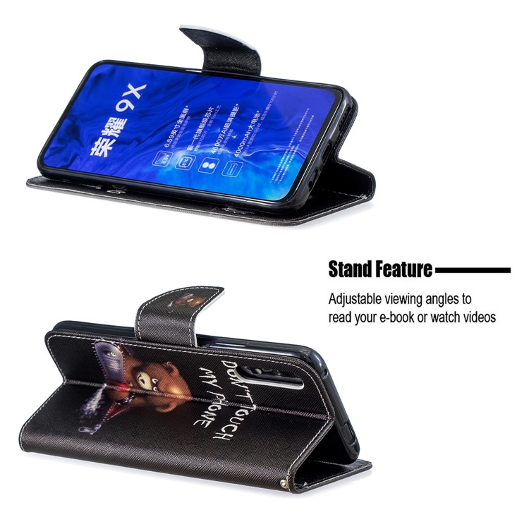 Funda De Cuero Con Estampado De Billetera De Cuero Para Huawei Honor 9X / Honor 9X Pro - Oso Y Sus Advertencias-5