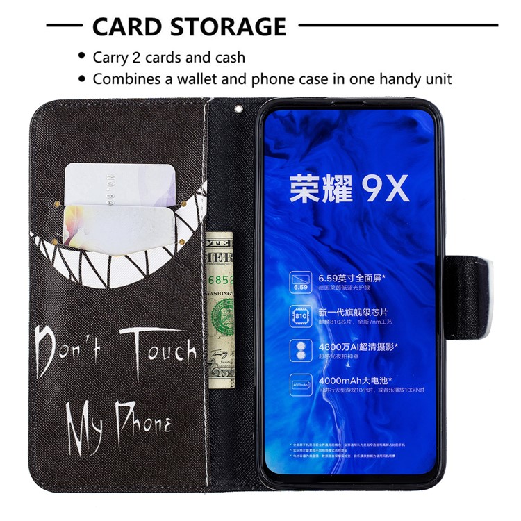 Druckart-lederner Mappentelefon-Abdeckungsfall Für Huawei Ehre 9X / Ehre 9X Pro - Fass Mein Telefon Nicht An-6