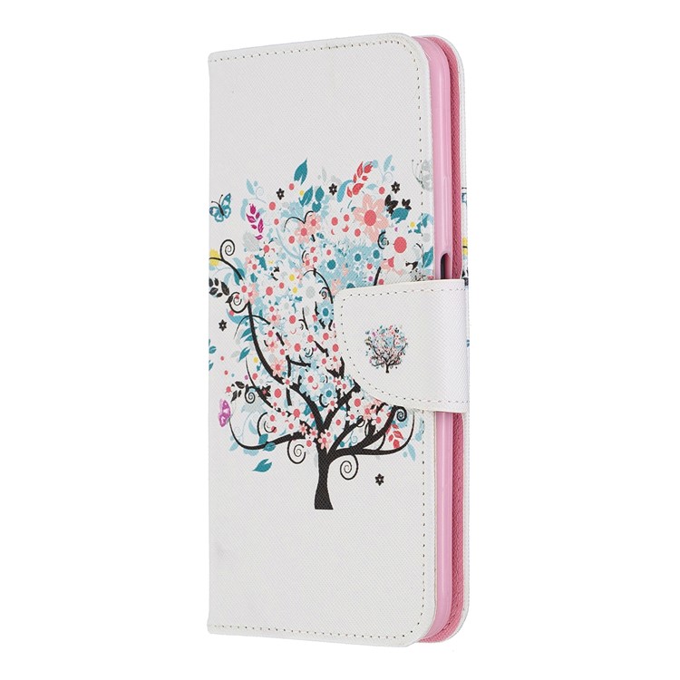Custodia A Portafoglio In Pelle Stile Stampa Per Telefono Huawei Honor 9X / Onore 9X Pro - Albero Fiorito-2