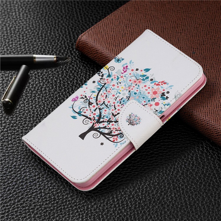 Custodia A Portafoglio In Pelle Stile Stampa Per Telefono Huawei Honor 9X / Onore 9X Pro - Albero Fiorito-7