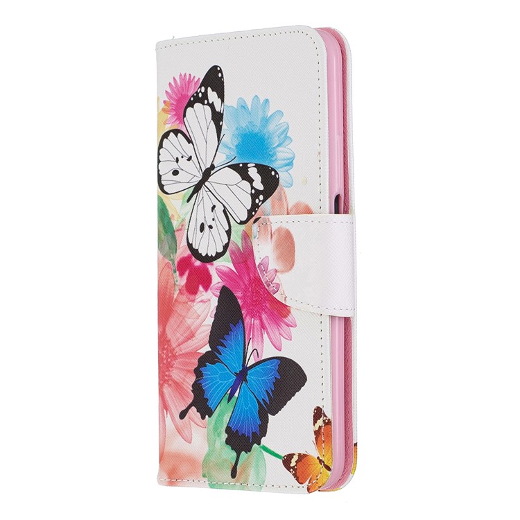 Funda De Cuero Con Estampado De Billetera De Cuero Para Huawei Honor 9X / Honor 9X Pro - Mariposas Y Flores-2