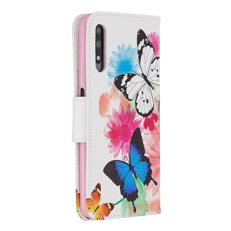 Funda De Cuero Con Estampado De Billetera De Cuero Para Huawei Honor 9X / Honor 9X Pro - Mariposas Y Flores-3