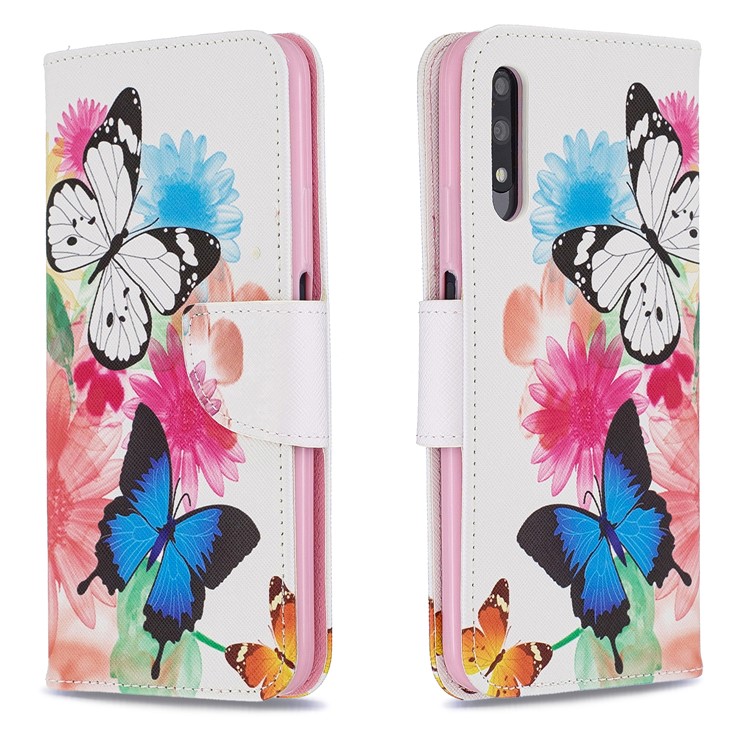 Funda De Cuero Con Estampado De Billetera De Cuero Para Huawei Honor 9X / Honor 9X Pro - Mariposas Y Flores-4