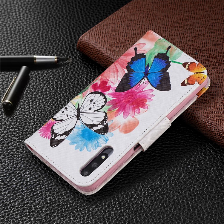Funda De Cuero Con Estampado De Billetera De Cuero Para Huawei Honor 9X / Honor 9X Pro - Mariposas Y Flores-8