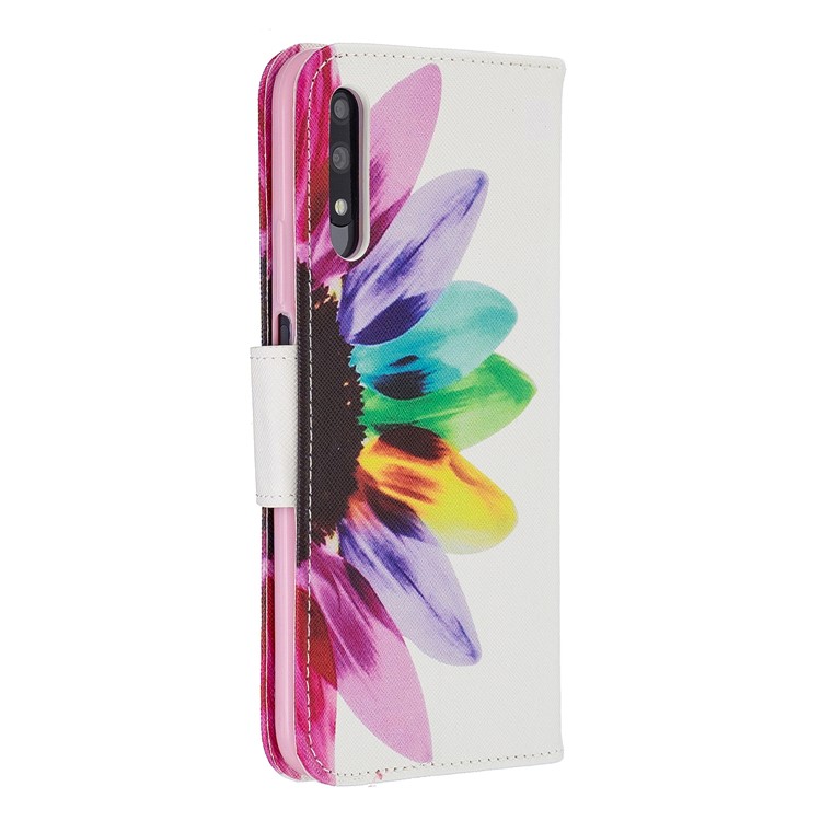 Funda De Cuero Con Estampado De Billetera De Cuero Para Huawei Honor 9X / Honor 9X Pro - Patrón De Pétalos-3
