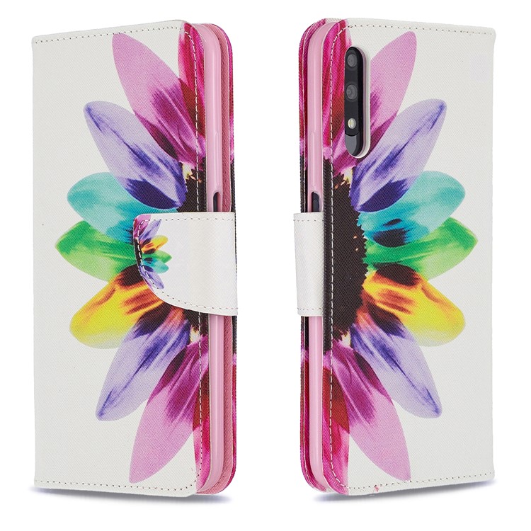 Funda De Cuero Con Estampado De Billetera De Cuero Para Huawei Honor 9X / Honor 9X Pro - Patrón De Pétalos-4