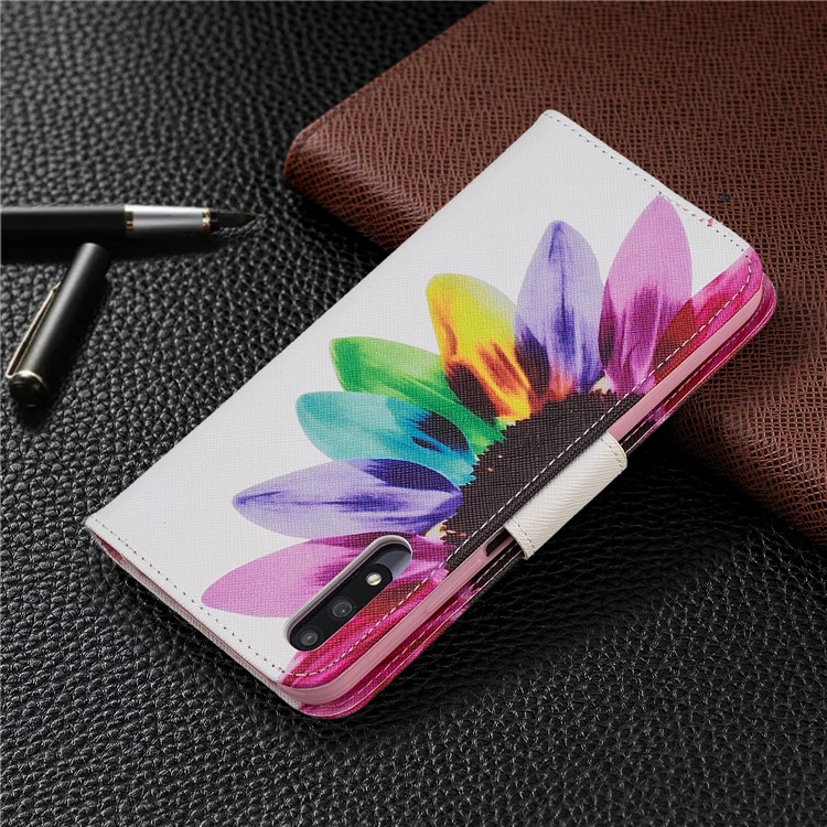 Funda De Cuero Con Estampado De Billetera De Cuero Para Huawei Honor 9X / Honor 9X Pro - Patrón De Pétalos-8