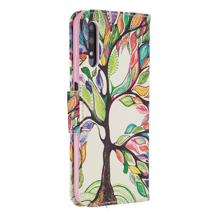Funda De Cuero Con Estampado De Billetera De Cuero Para Huawei Honor 9X / Honor 9X Pro - árbol Coloreado-3