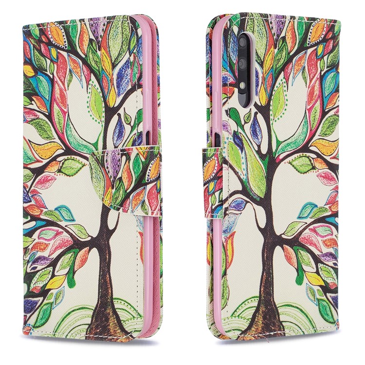Funda De Cuero Con Estampado De Billetera De Cuero Para Huawei Honor 9X / Honor 9X Pro - árbol Coloreado-4