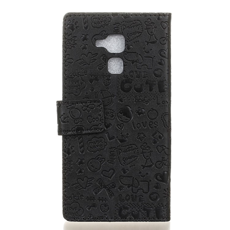 Cartoon Graffiti Flip Leather Wallet Case for Huawei Honor 5c / GT3 - Black-2