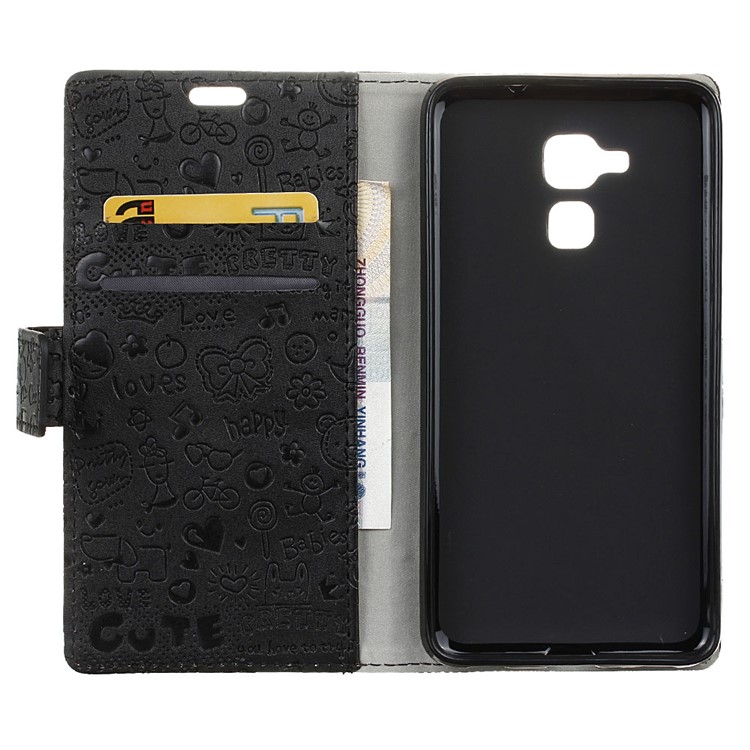 Cartoon Graffiti Flip Leather Wallet Case for Huawei Honor 5c / GT3 - Black-3