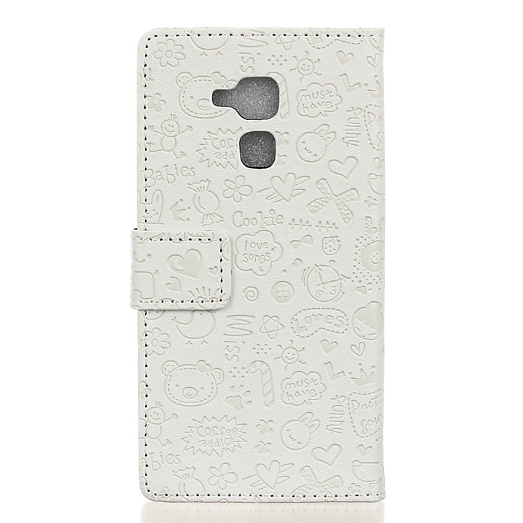 Cartoon Graffiti Flip Leather Wallet Cover for Huawei Honor 5c / GT3 - White-2