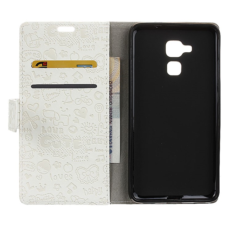 Cartoon Graffiti Flip Leather Wallet Cover for Huawei Honor 5c / GT3 - White-3