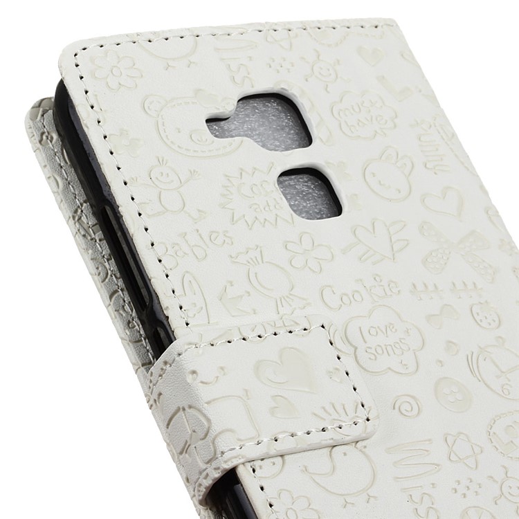 Cartoon Graffiti Flip Leather Wallet Cover for Huawei Honor 5c / GT3 - White-7