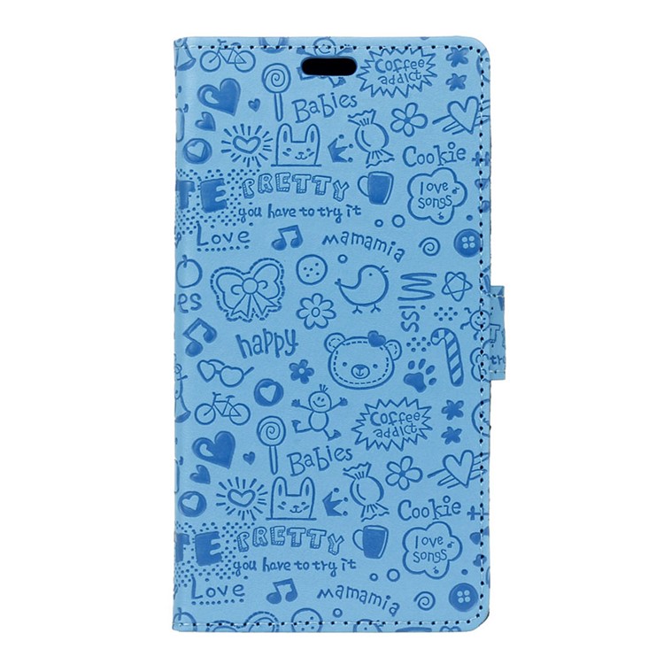 Cartoon Graffiti Stand Leather Phone Case for Huawei Honor 5c / GT3 - Blue-1
