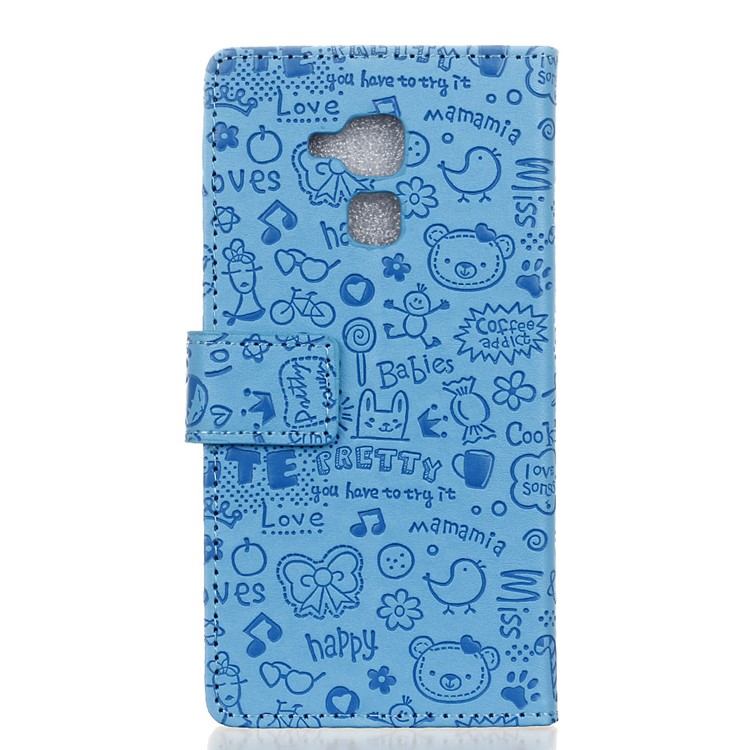 Cartoon Graffiti Stand Leather Phone Case for Huawei Honor 5c / GT3 - Blue-2