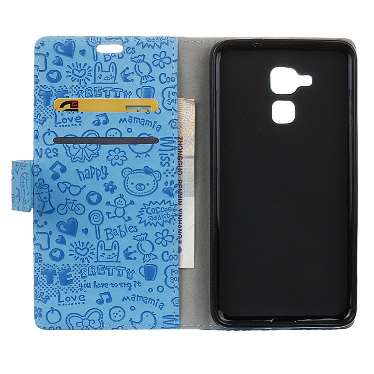 Cartoon Graffiti Stand Leather Phone Case for Huawei Honor 5c / GT3 - Blue-3