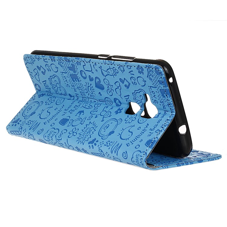 Cartoon Graffiti Stand Leather Phone Case for Huawei Honor 5c / GT3 - Blue-5