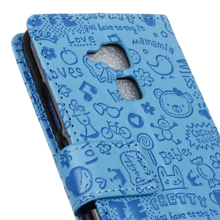 Cartoon Graffiti Stand Leather Phone Case for Huawei Honor 5c / GT3 - Blue-7