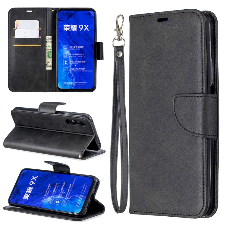 PU Leather Wallet Stand Phone Shell Cover for Huawei Honor 9X / Honor 9X Pro - Black-1