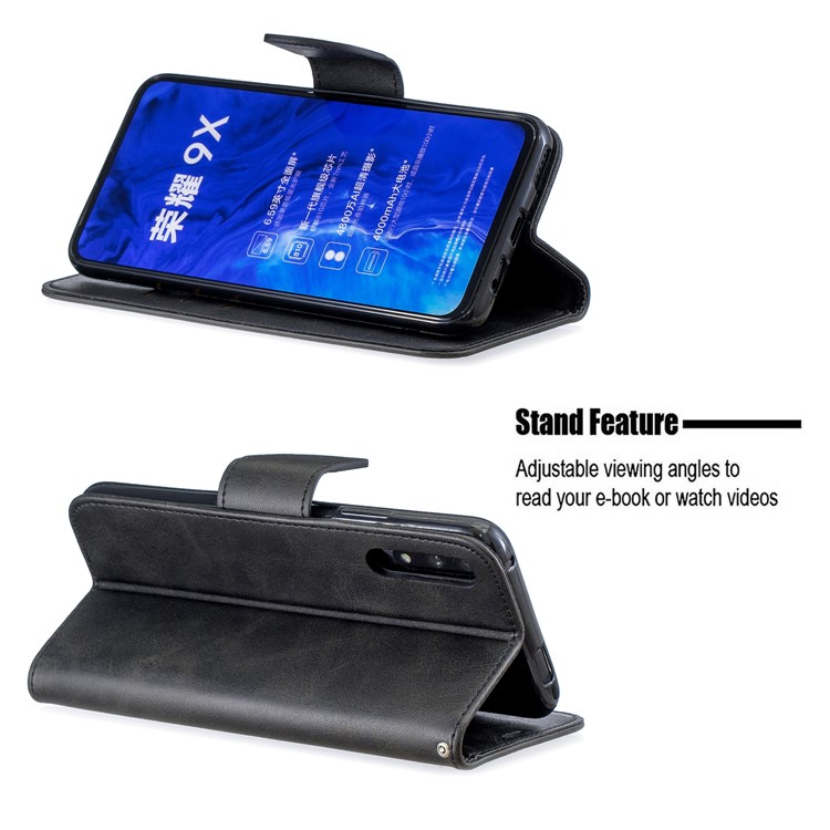 PU Leather Wallet Stand Phone Shell Cover for Huawei Honor 9X / Honor 9X Pro - Black-5