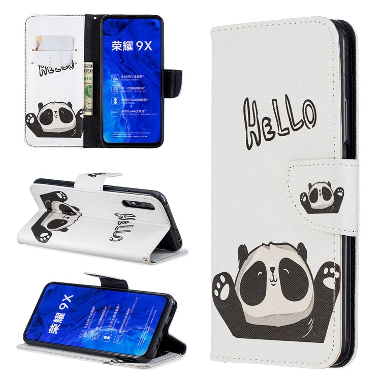 Pattern Printing PU Leather Wallet Case for Huawei Honor 9X / 9X Pro - Cute Panda-1