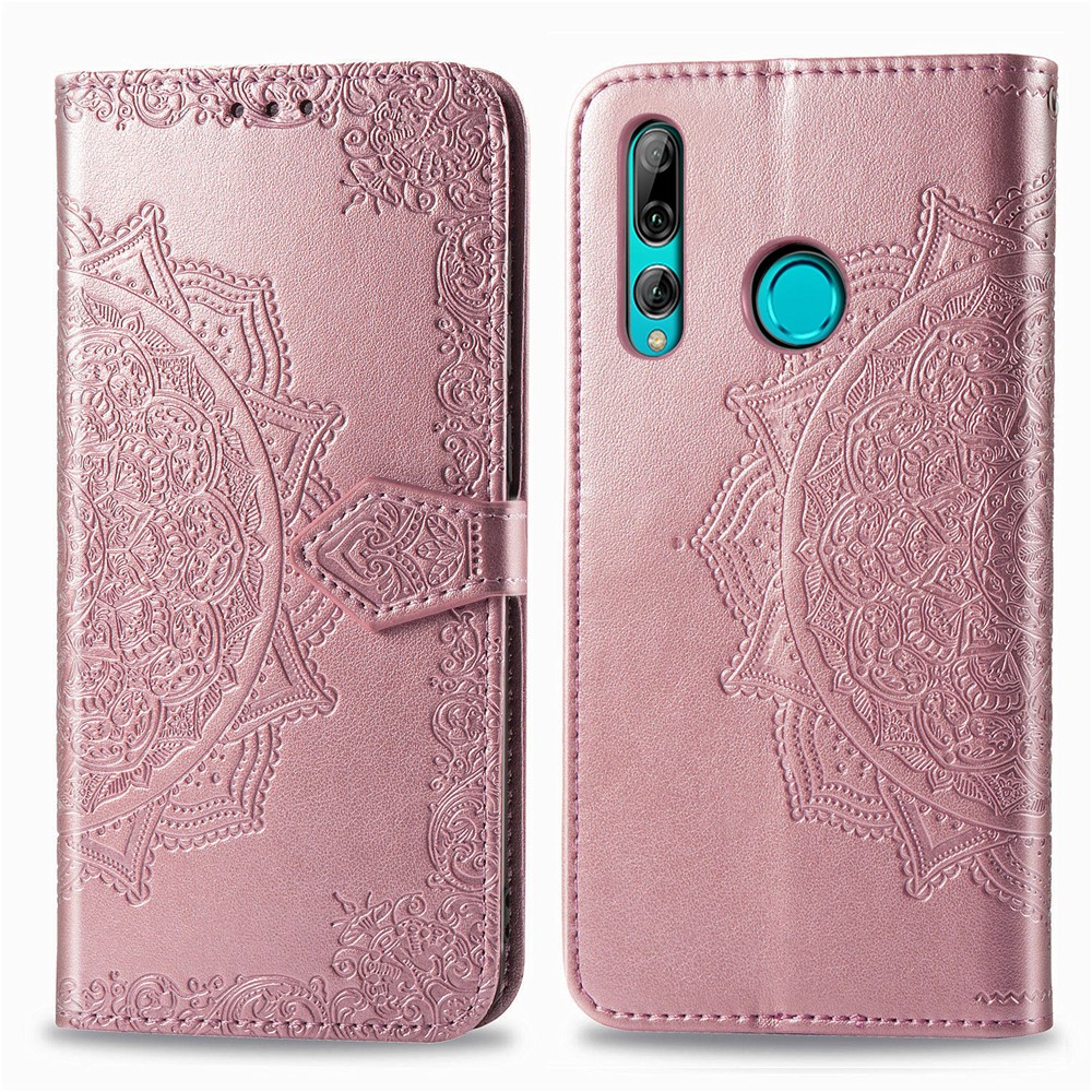 Embossed Mandala Flower Leather Wallet Phone Case for Huawei Y9 Prime 2019 - Rose Gold-2