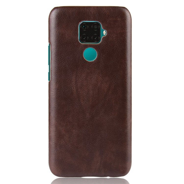 Litchi Skin Leather Coated Hard PC Case for Huawei Mate 30 Lite / nova 5i Pro - Brown-2