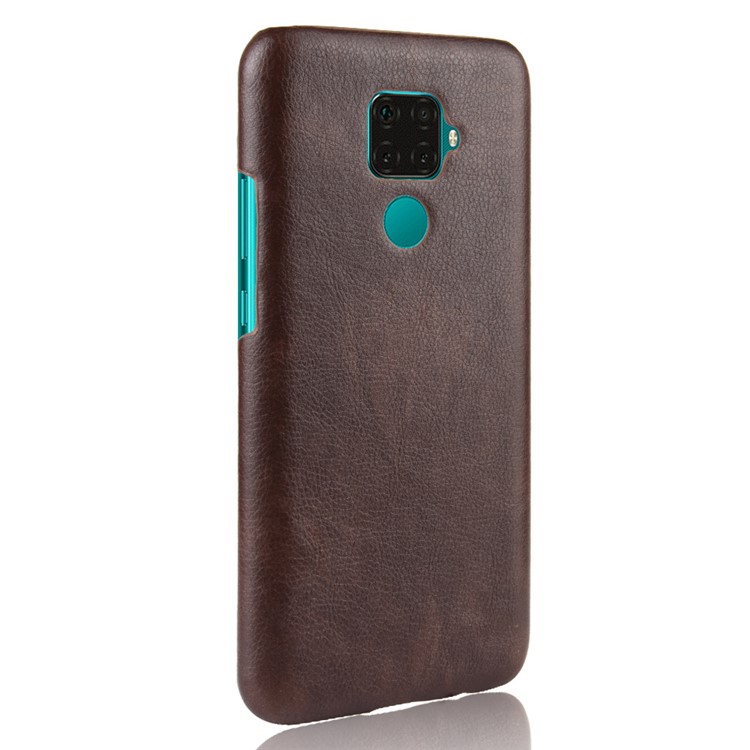 Litchi Skin Leather Coated Hard PC Case for Huawei Mate 30 Lite / nova 5i Pro - Brown-3