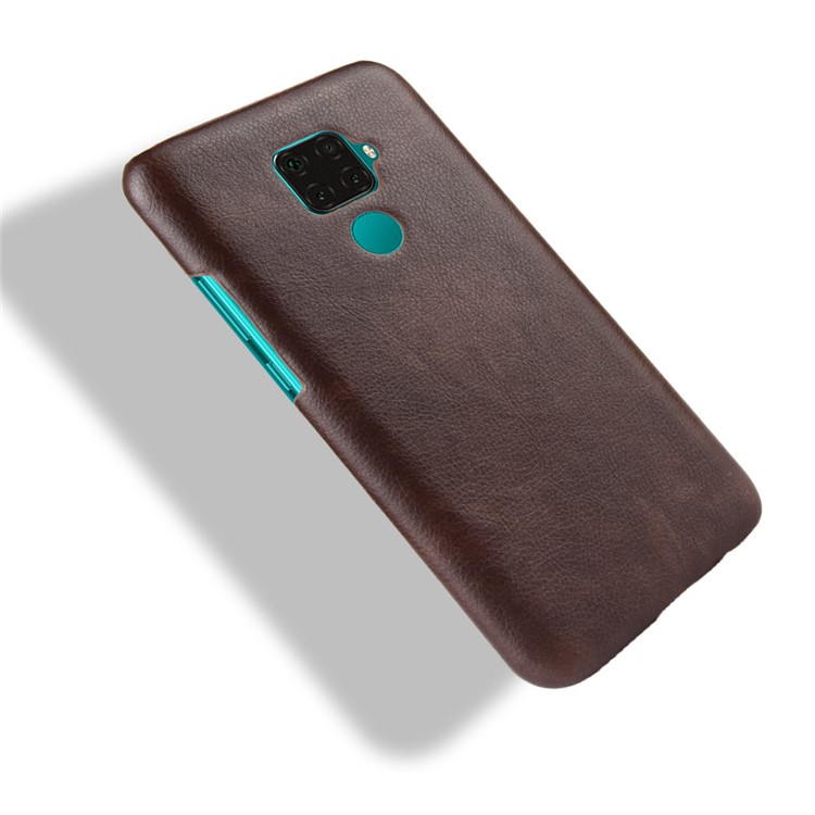 Litchi Skin Leather Coated Hard PC Case for Huawei Mate 30 Lite / nova 5i Pro - Brown-4