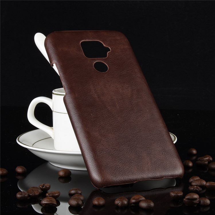 Litchi Skin Leather Coated Hard PC Case for Huawei Mate 30 Lite / nova 5i Pro - Brown-5