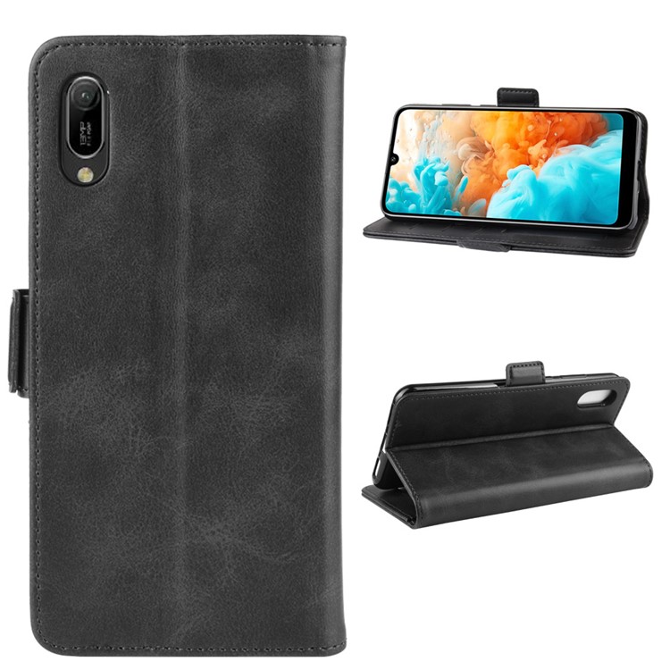 Magnet Adsorption Split Leather Wallet Stand Casing Shell for Huawei Y6 Pro (2019) - Black-2