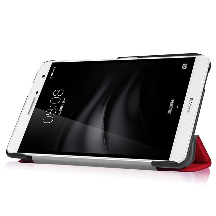 Tri-fold Stand Leather Cover for Huawei MediaPad M2 7.0 - Red-5